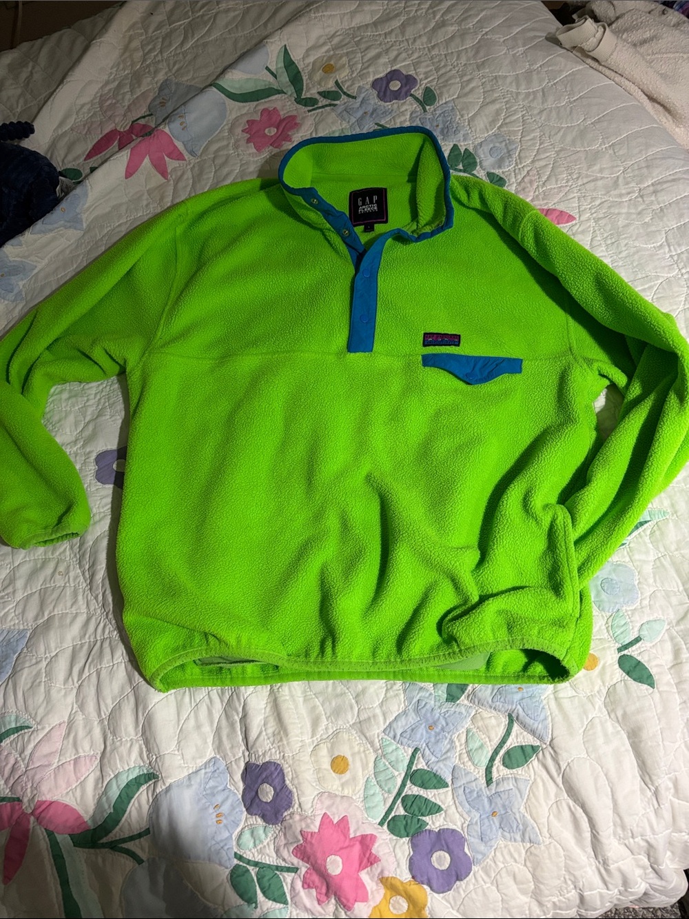 GAP Neon Green Arctic Fleece with Blue Trim